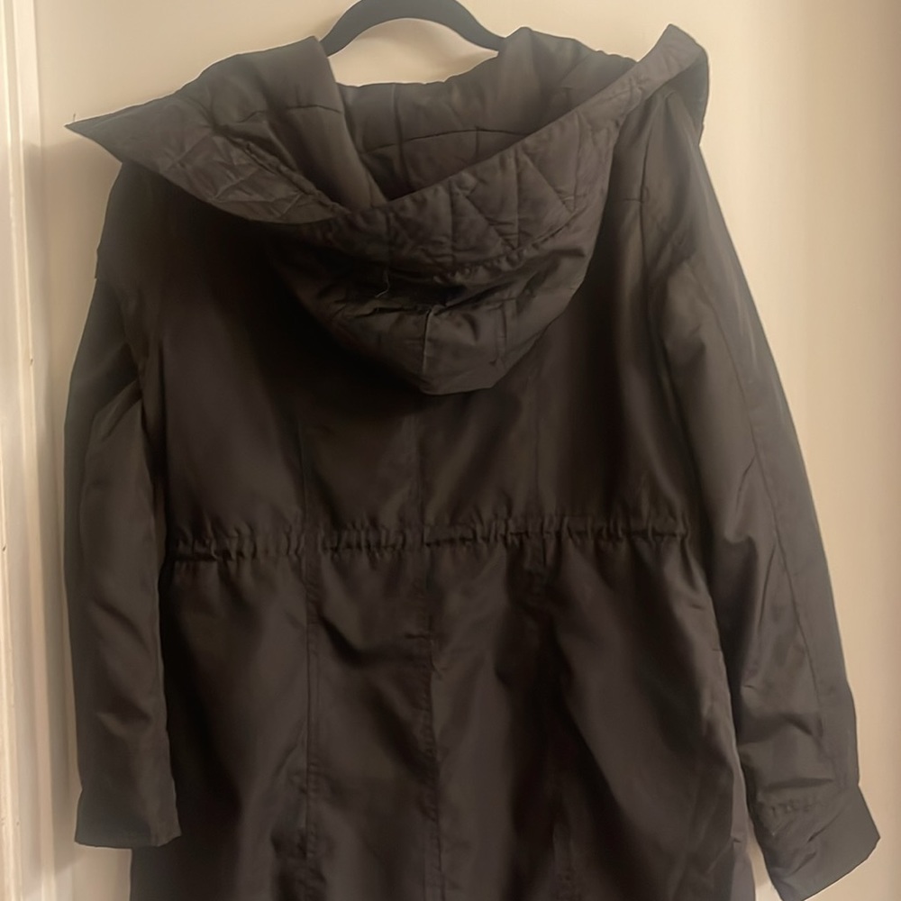 Black Women’s Hooded Parka Jacket with Leopard Lining - Picture 6 of 8